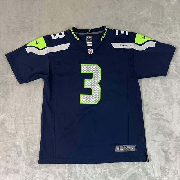 Seattle‎ Seahawks Jersey Youth XL Blue NFL Football Russell Wilson On Field Nike - Picture 2 of 16